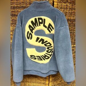Sample Industries-‎ Heavy Cozy Blue Quarter zip Sherpa Pullover-Size: Medium